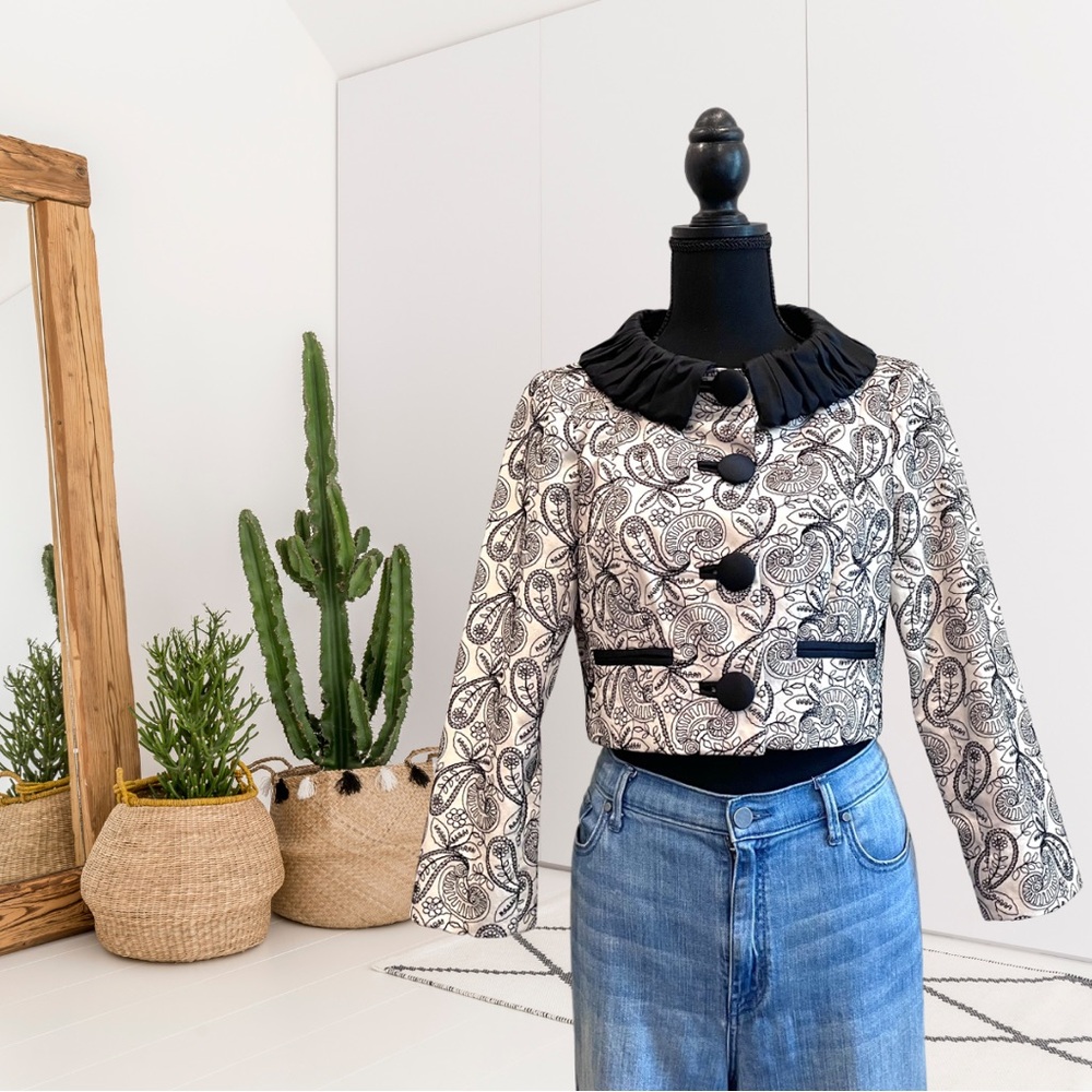 Nanette Lepore Paisley Embroidered Short Blazer Jacket